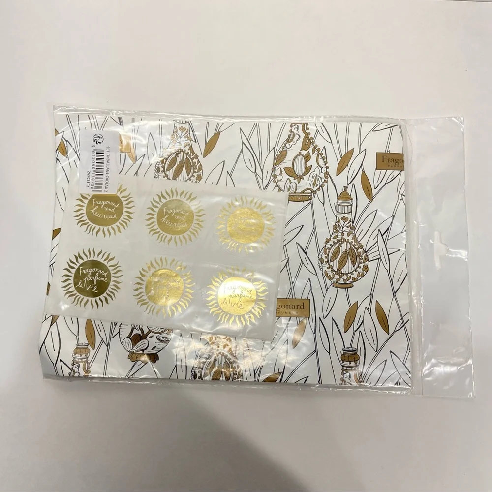 Vintage Fragonard Parfumeur Wrapping Paper And Stickers New In Packaging